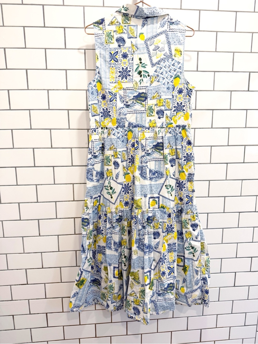 j.crew | collared midi dress positano lemon print size 12 - Picture 5 of 9